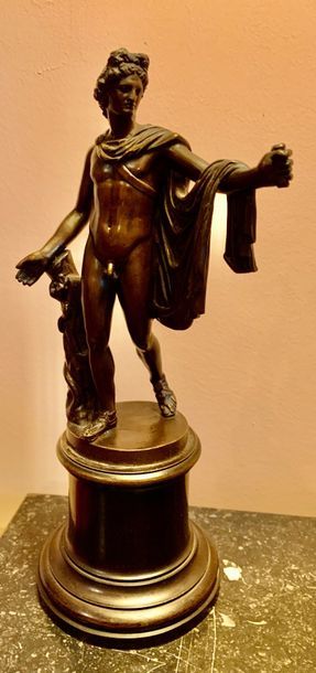 Statuette in patinated bronze representing...