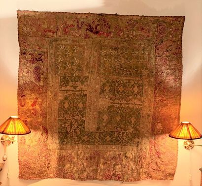 Large panel embroidered with rhombuses, flowers...