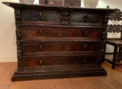 Chest of drawers made of fruit wood moulded...