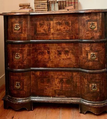 Chest of drawers in blackened and patinated...
