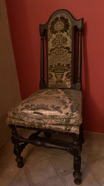 Chair in dark brown patinated and painted...