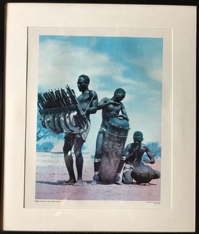 Large offset print of African musicians,...