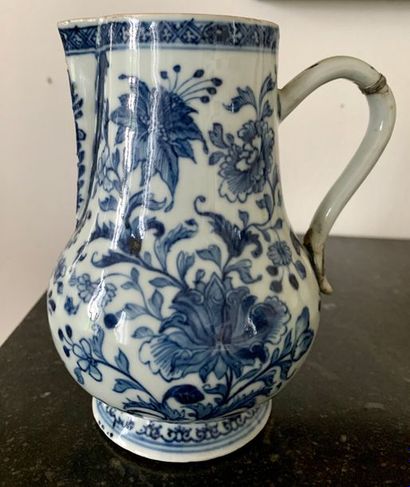 Porcelain pot with floral decoration in blue...
