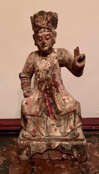Statue of blessing emperor in lacquered wood.
China.
Height:...