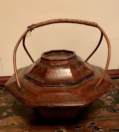 Octagonal shaped tea box made of wood painted...