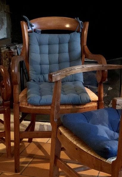 Rustic armchair in fruit wood, the armrests...