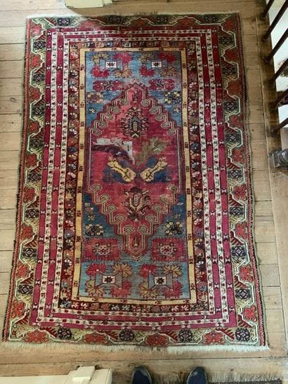 Wool oriental rug with stylized decoration...