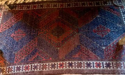 Large oriental wool carpet with beige background....