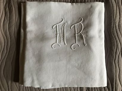 Linen cloth, border with scale days, figured...