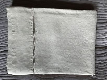 Sheet in raw linen canvas, the border with...