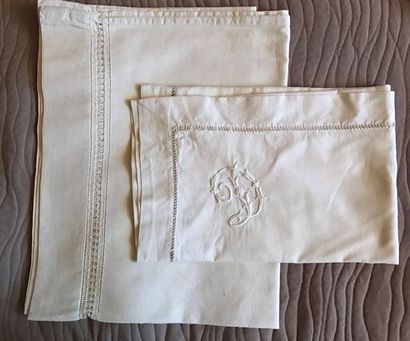 Set of five linen pillowcases with ladder...