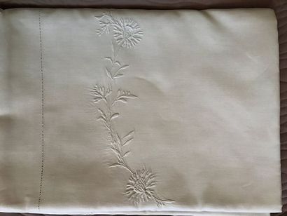 Sheet in linen canvas embroidered with a...