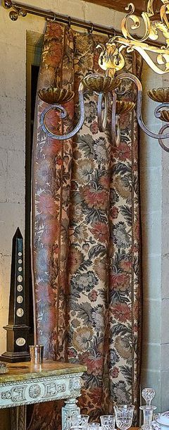 Pair of curtains in mechanical tapestry with...