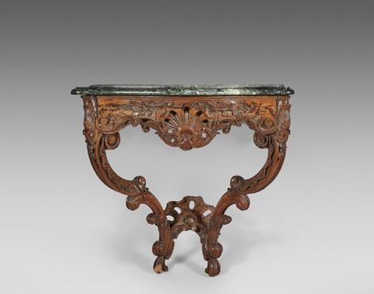 Console à façade et côtés galbés en bois...