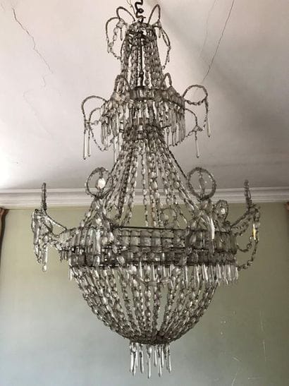 Lustre corbeille à enfilage de plaquettes,...