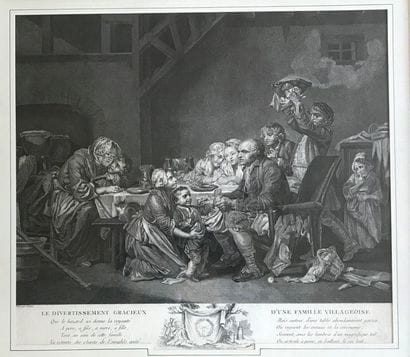 Suite de quatre gravures en noir d'après...