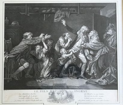 Suite de quatre gravures en noir d'après...