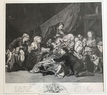 Suite de quatre gravures en noir d'après...