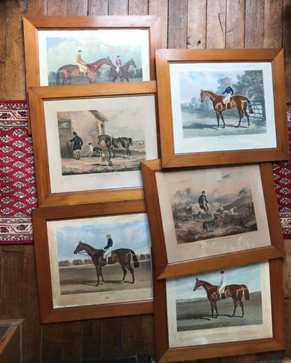 Suite de six gravures anglaises de chasse...