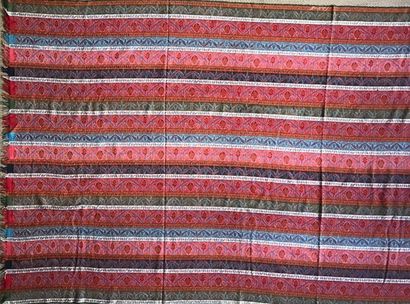 Cashmere shawl bayadère style with stylized...