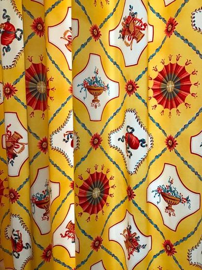 Pair of double curtains decorated with velums,...