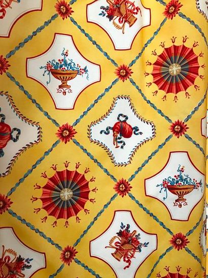 Pair of double curtains decorated with velums,...