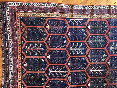 Carpet with stylized palm decoration in diamond...
