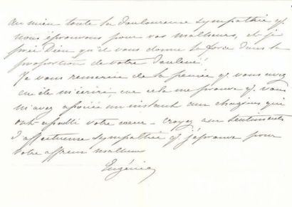 Impératrice EUGÉNIE (1826-1920).
2 L.A.S.,...