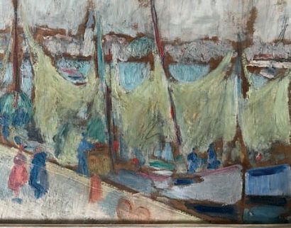 Jean PUY (1876-1960):

VOILIERS DANS UN PORT.
Huile...
