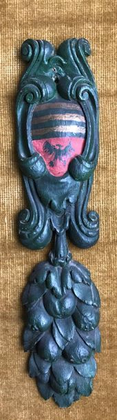 Old decorative element in carved and painted...