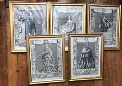 Suite of five engravings in black: Louis...