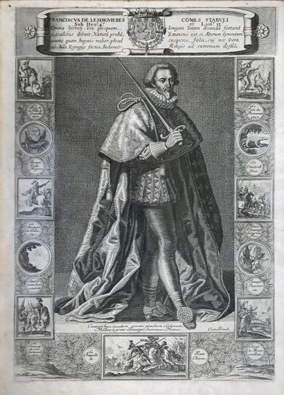 Suite of five engravings in black: Louis...