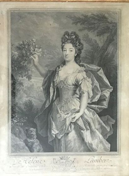 Engraving in black, after Largillière, engraved...