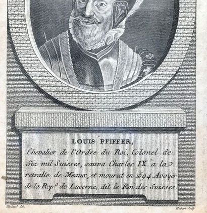 Suite of three small black engravings depicting...