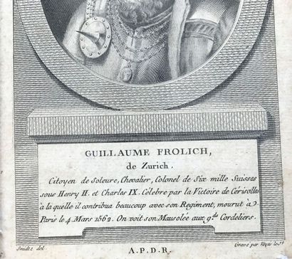 Suite of three small black engravings depicting...