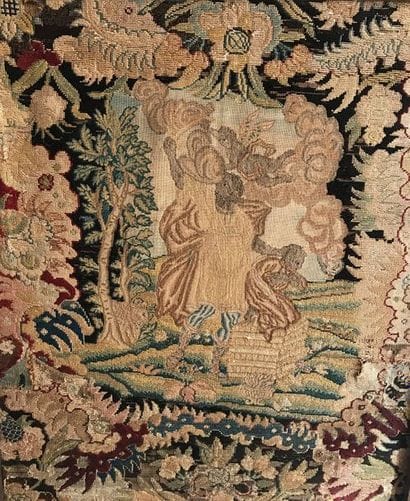 Moulded and carved fruitwood screen with...