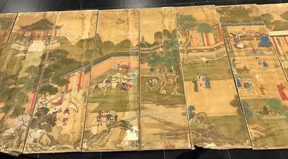 Chine, XIXème siècle.

Suite of eight canvases...
