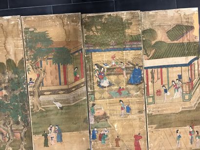 Chine, XIXème siècle.

Suite of eight canvases...