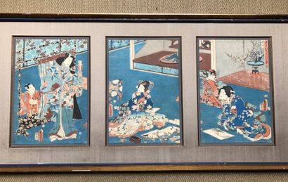 Utagawa Toyokuni III (1786-1865).
Triptyque...