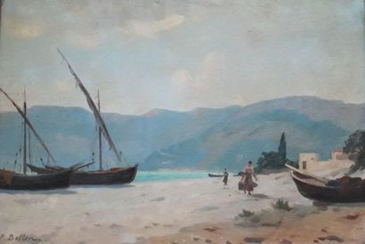 P. BELLON:
PLAGE DE BORDIGHERA.
Huile sur...