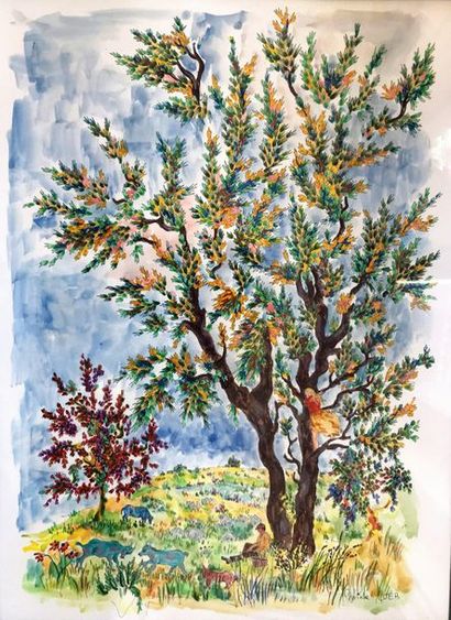 Michel LOEB (né en 1931):
L'ARBRE DE LA VIE.Dessin...
