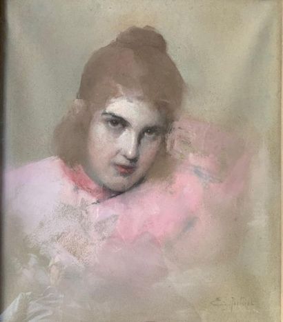 E. JULLIOT (XXème siècle):
PORTRAIT DE FEMME.
Gouache...