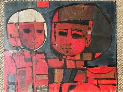 Jacques LE SCANFF (XXème siècle):
DEUX ENFANTS.
Huile...