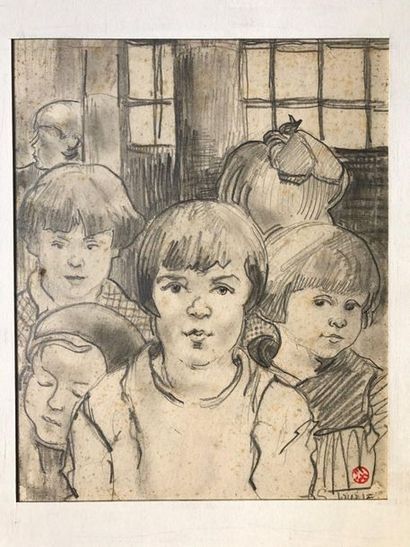 Suzanne TOURTE (1904-1979):
LES PETITS ÉCOLIERS.
Crayon,...