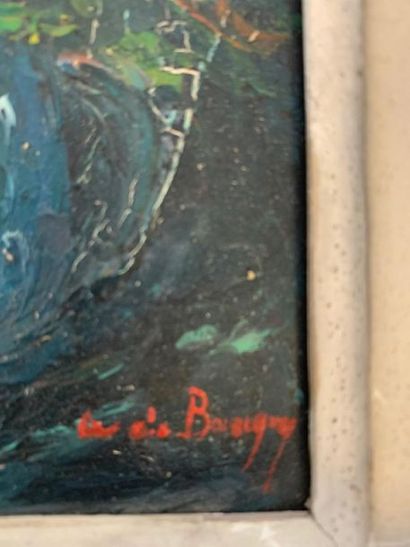 Anna DE BANGUY (XXème siècle):
VASE DE ROSES.
Huile...