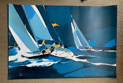 Michel BEZ (1951-2018):
REGATE.
Lithograph...