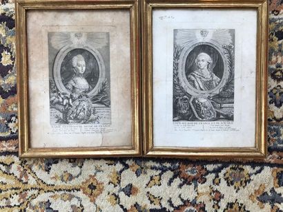 Pair of black engravings by Le Beau:Louis...