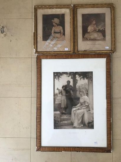 Some framed pieces including a reproduction...