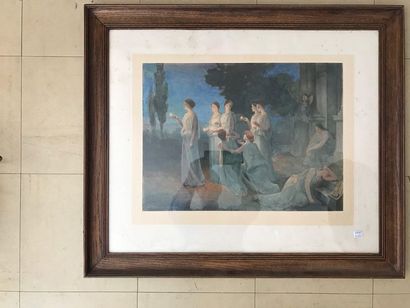 Some framed pieces including a reproduction...
