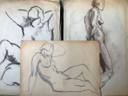 Paule QUILLIEN:
Set of studies of nudes in...